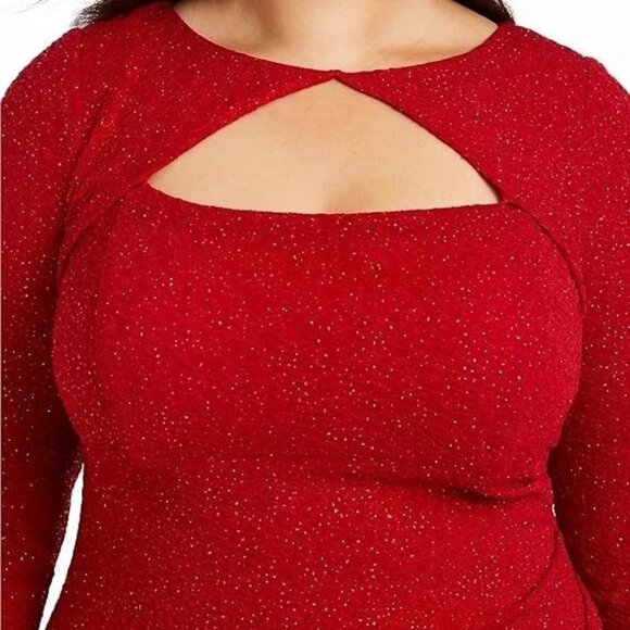 Alex Evenings Keyhole Glitter Jacquard Knit Dress, Plus Size 18, RED, NWT - Picture 4 of 11